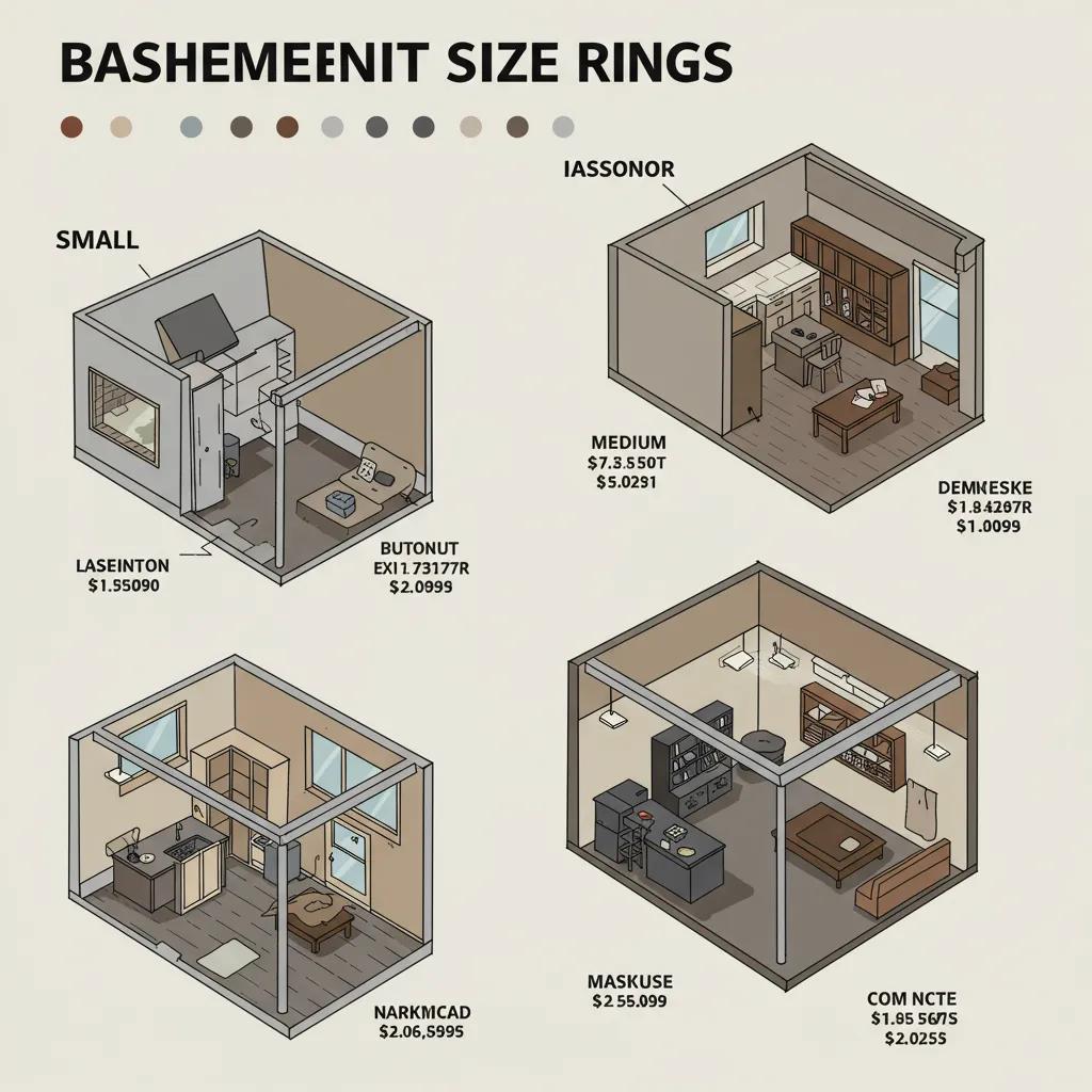 Chart showing typical cost ranges for various basement sizes